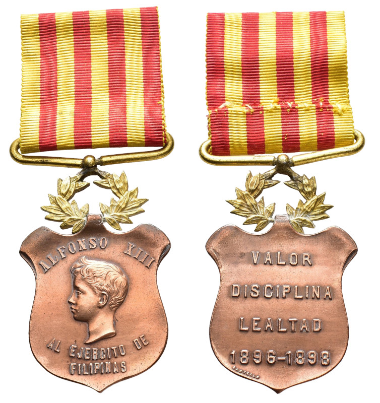 ÓRDENES Y CONDECORACIONES. Alfonso XIII. Condecoración al ejército de Filipinas....