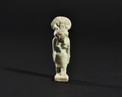 ARQUEOLOGÍA. EGIPTO. Baja Época. Amuleto de Sekhmet (664-332 a.C.). Fayenza. Altura 4,5 cm.
