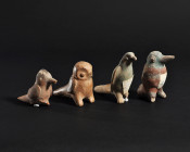 ARQUEOLOGÍA. PREHISPÁNICO. Región andina. Lote de 4 figuras de aves. Cerámica. Altura de 5,5 a 7,5 cm. Con faltas y referencias de catalogación antigü...