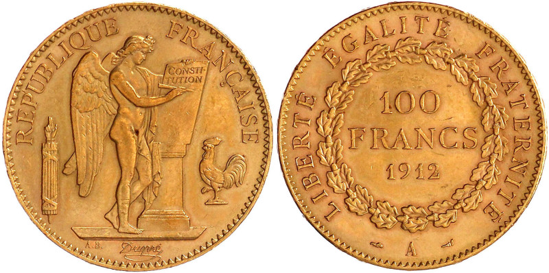 Frankreich
Dritte Republik, 1871-1940
100 Francs stehender Genius 1912 A, Pari...