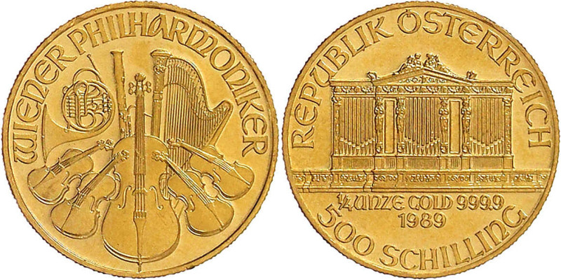 Republik Österreich
2. Republik, seit 1945
500 Schilling (1/4 Unze) 1989 Wiene...