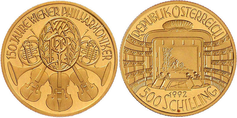 Republik Österreich
2. Republik, seit 1945
500 ÖS 1992, Staatsoper. 8,11 g. 99...
