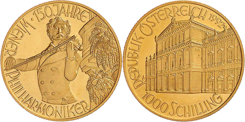 Republik Österreich
2. Republik, seit 1945
1000 ÖS 1992, Johann Strauß 16,28 g...