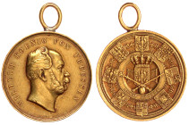 Brandenburg-Preußen
Wilhelm I., 1861-1888
Goldmedaille zu 5 1/2 Dukaten v. W. Kullrich o.J. (1861). Erinnerungsmedaille auf seine Krönung in Königsb...