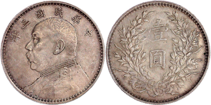 China
Republik, 1912-1949
Dollar (Yuan) Jahr 3 = 1914. Präsident Yuan Shih-kai...