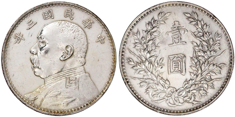 China
Republik, 1912-1949
Dollar (Yuan) Jahr 3 = 1914. Präsident Yuan Shih-kai...