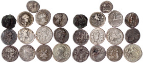 Römer
Republik
Kl. Sammlung von 13 Münzen: AE Sextans Merkurkopf/Prora, Quinar P. Sabinius, 11 Denare, u.a. L. Thorius Balbus, Servilius Rullus, M. ...