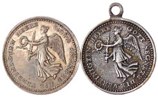 Frankreich
Napoleon I., 1804-1814, 1815
2 silberne Siegespfennige 1813. Leipzig und Katzbach. sehr schön und vorzüglich, einmal Öse entfernt