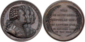 Frankreich
Ludwig XVIII., 1814, 1815-1824
Bronzemedaille "1794" (geprägt 1815) von Barre und de Puymaurin. Hommage an die königliche Familie des Hau...
