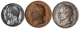 Frankreich
Napoleon III., 1852-1870
3 Stück: Silbermedaille 1861 von Caque und Massonet. Lotterie des Napoleon-Museums in Amiens. 50 mm; 64,44 g; Si...