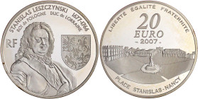 Frankreich
Fünfte Republik, seit 1958
20 Euro Großsilbermünze 2007. 270. Jahrestag des Regierungsantritts von Stanislaw Leszczynski in Lothringen, 1...