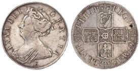 Grossbritannien
Anne, 1702-1714
Halfcrown 1707 E, SEXTO. fast sehr schön, Schrötlingsfehler. Seaby 3605.