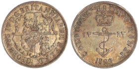 Grossbritannien-West Indien
Anker-Münzen, 1820-1822
1/4 Dollar 1822. sehr schön/vorzüglich, schöne Patina. Krause/Mishler 3.