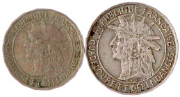 Guadeloupe
Französisch, seit 1816
2 Stück: 50 Centimes und 1 Franc 1921. beide sehr schön. Krause/Mishler 45 und 46.