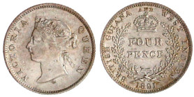 Guyana
Britisch Guyana, 1831-1966
4 Pence 1891. vorzüglich/Stempelglanz. Krause/Mishler 26.