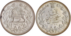 Iran
Muzaffar ad-Din Shah 1896-1907
5000 Dinars (5 Krans) AH 1320 = 1902. vorzüglich/Stempelglanz. Krause/Mishler 976.