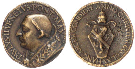 Italien-Kirchenstaat
Paul II., 1464-1471
Bronzegussmedaille, datiert 1465 (späterer Guss). PAVLVS · II · VENETVS · PONT · MAX. Büste l. im Mantum/ H...