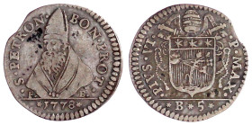 Italien-Kirchenstaat
Pius VI., 1775-1799
Carlino zu 5 Baiocchi 1778, Bologna. sehr schön, kl. Zainende. Muntoni 229. Berman 3059.