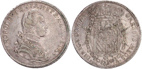 Italien-Toskana
Peter Leopold, 1765-1790
Francescone zu 10 Paoli 1781, Pisa. 27,11 g. sehr schön. Davenport. 1515. MIR 380/6.