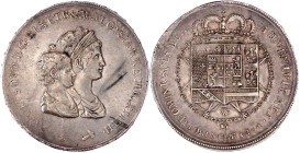 Italien-Toskana
Karl Ludwig, 1803-1807
Dena zu 10 Lire 1804, Florenz. Doppelportrait. sehr schön, kl. Kratzer. Montenegro 227.