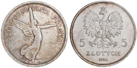 Polen
Zweite Republik, 1923-1939
5 Zlotych 1928, Nike. sehr schön, Kratzer. Parchimowicz 114a.