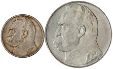 Polen
Zweite Republik, 1923-1939
2 Stück: 2 Zlote 1934 und 10 Zlotych 1935 Pilsudski. beide vorzüglich, einmal kl. Kratzer