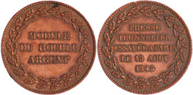 Russland
Nikolaus I., 1825-1855
Essai der Pariser Münze in Bronze "Module du Rouble Argent" 1845. 36 mm; 16,87 g. sehr schön/vorzüglich, kl. Randfeh...