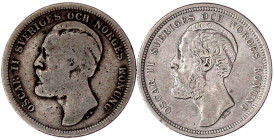 Schweden
Oskar II., 1872-1907
2 X 1 Krone: 1883 und 1889. schön/sehr schön und sehr schön/vorzüglich. Krause/Mishler 760.