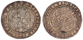 Spanien
Ferdinand und Elisabeth, 1474-1504
Real o.J., Mzz. B, Burgos. sehr schön. C./C./T. 303.