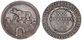 Anhalt-Bernburg
Alexius Friedrich Christian, 1796-1834
Gulden 1808 HS. sehr schön. Jaeger 50. AKS 3.