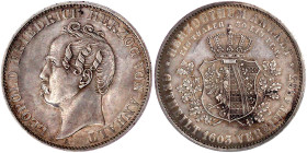 Anhalt-Dessau
Leopold Friedrich, 1817-1871
Vereinstaler 1863 A. Auf die Wiedervereinigung der Linien zu Anhalt. sehr schön/vorzüglich, min. Kratzer....