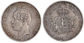 Anhalt-Dessau
Leopold Friedrich, 1817-1871
Vereinstaler 1863 A. Auf die Wiedervereinigung der Linien zu Anhalt. sehr schön, Randfehler. Jaeger 77. T...