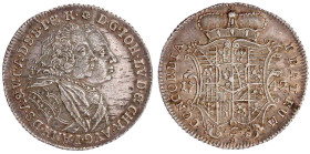 Anhalt-Zerbst
Johann Ludwig und Christian August, 1742-1747
2/3 Taler (Gulden) 1742 auf ihren Regierungsantritt. 12,97 g. sehr schön/vorzüglich, Sch...