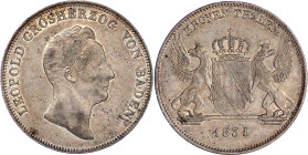 Baden-Durlach
Leopold, 1830-1852
Kronentaler 1831. fast vorzüglich. Jaeger 47. Thun 19. AKS 77.