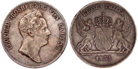 Baden-Durlach
Leopold, 1830-1852
Kronentaler 1835. sehr schön, schöne Patina. Jaeger 47. Thun 19. AKS 80.