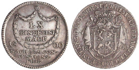 Bamberg, Bistum
Christoph Franz von Buseck, 1795-1802
1/4 Taler (20 Kreuzer) 1800. sehr schön. Krug 431. Heller 566.