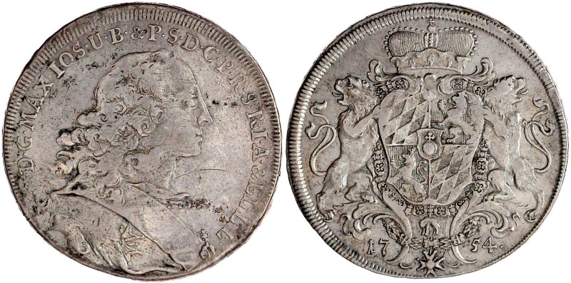 Bayern
Maximilian III. Joseph, 1745-1777
Wappentaler 1754, München. 27,72 g. s...