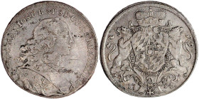Bayern
Maximilian III. Joseph, 1745-1777
Wappentaler 1754, München. 27,72 g. sehr schön, kl. Kratzer. Hahn 308. Davenport. 1948.
