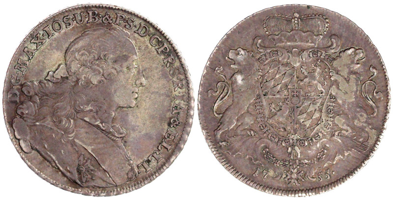 Bayern
Maximilian III. Joseph, 1745-1777
Wappentaler 1755, München. 27,89 g. s...