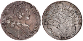 Bayern
Maximilian III. Joseph, 1745-1777
Madonnentaler 1765. 27,78 g. sehr schön, nur min. justiert. Hahn 307. Davenport. 1953.