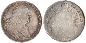 Bayern
Karl Theodor, 1777-1799
Madonnentaler 1796, München. 27,98 g. fast vorzüglich, etwas justiert. Hahn 347. Wittelsbach 2366. Davenport. 1966.