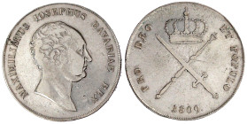 Bayern
Maximilian IV. (I.) Joseph, 1799-1806-1825
Kronentaler 1809. Seltenes erstes Jahr. sehr schön, etwas justiert und kl. Nadelstich. Jaeger 14. ...