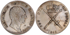 Bayern
Maximilian IV. (I.) Joseph, 1799-1806-1825
Kronentaler 1814. gutes sehr schön. Jaeger 14. Thun 44. AKS 44.