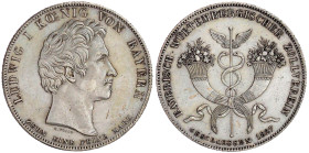 Bayern
Ludwig I., 1825-1848
Geschichtstaler 1827. Bayerisch-Württembergischer Zollverein. vorzüglich, etwas berieben. Jaeger 34. Thun 52. AKS 116.