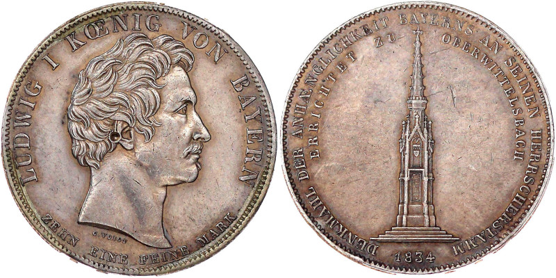 Bayern
Ludwig I., 1825-1848
Geschichtstaler 1834. Denkmal der Anhänglichkeit B...