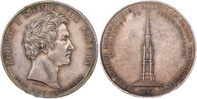 Bayern
Ludwig I., 1825-1848
Geschichtstaler 1834. Denkmal der Anhänglichkeit Bayerns an seinen Herrscherstamm/Errichtet zu Oberwittelsbach. sehr sch...