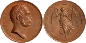 Bayern
Maximilian II. Joseph, 1848-1864
Bronze-Preismedaille 1854 v. Voigt, der Ausst. dt. Industrie- und Gewerbserzeugnisse in München. Im Rand der...