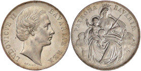 Bayern
Ludwig II., 1864-1886
Madonnentaler o.J. (1865). vorzüglich/Stempelglanz. Jaeger 105. Thun 104. AKS 176.
