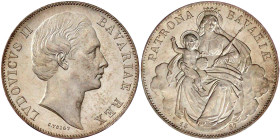 Bayern
Ludwig II., 1864-1886
Madonnentaler 1867, geändert aus 1866. fast Stempelglanz, Prachtexemplar. Jaeger 107. Thun 105. AKS 176.