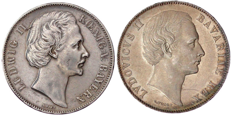 Bayern
Ludwig II., 1864-1886
2 Stück: Siegestaler und Madonnentaler 1871. vorz...